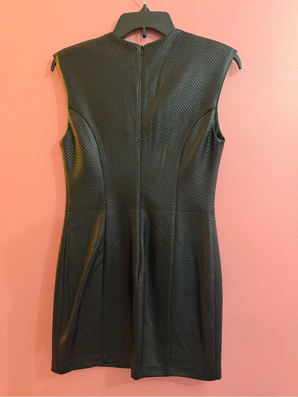 Mustard Seed Black Textured V-Neck Mini Dress
